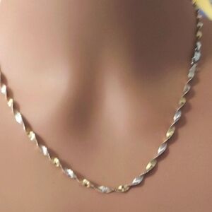 Vintage Danecraft Twisted Herringbone Gold Plate on Sterling Silver Necklace